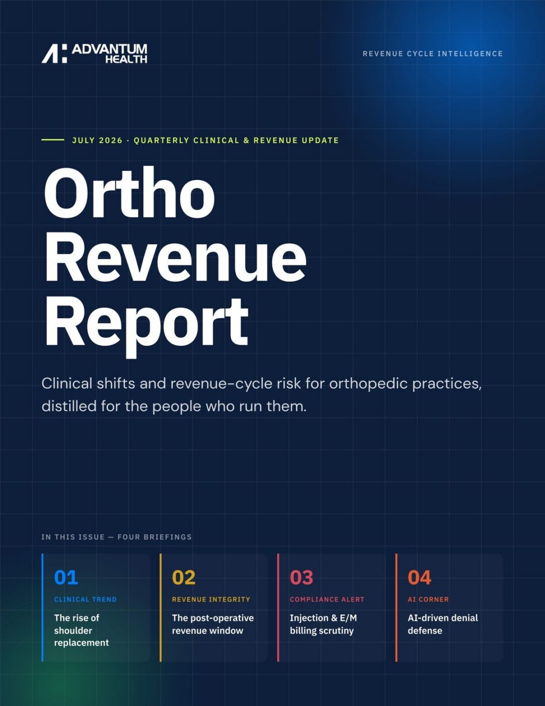 Advantum Health Q3 2026 orthopedic revenue cycle report cover